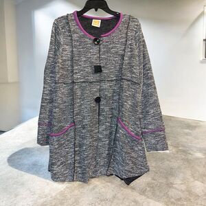 Hand Jive XS Wearable Art Hand Made Knit Lagenlook Button Front Tunic Top